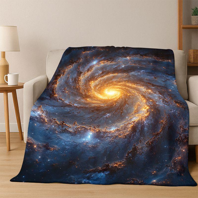 Universe Milky Way Space Stars Galaxy Earth Flannel Blanket Soft Warm Throw Blanket for Bedroom Living Room Bed Travel Camping 75x90cm