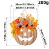 Halloween Wooden Pumpkin Decorations Front Door Wall Hanging Wreath Sign with Artificial Flowers Rustic Fall Farmhouse Ornament