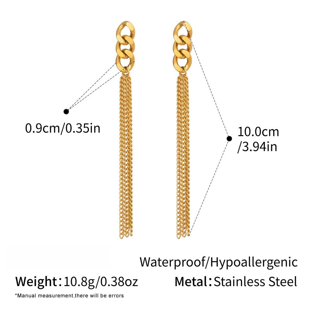 Yori Minimalist Two Tone Tassel Pendant Earrings for Women Stainless Steel Delicate Daily Sweet Jewelry Gift Accessories