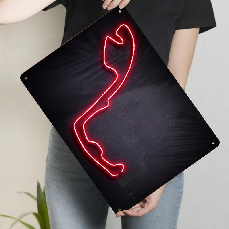 

Custom Neon Red Abstract Line Art Metal Wall Decor Modern Home Living Room Office Decoration 20x30cm（7.8x11.8inch）