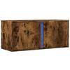 VidaXL Wall-Mounted TV Cabinet with LED Lights Smoked Oak 80x31x35 Cm, Wall-Mounted TV Unit, Floating TV Unit, TV Stand 852261