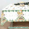 1pc Jungle Animal Plastic Tablecloth Palm Leaves Backdrop Jungle Safari Wild One Kids Birthday Party Decoration Table Cover