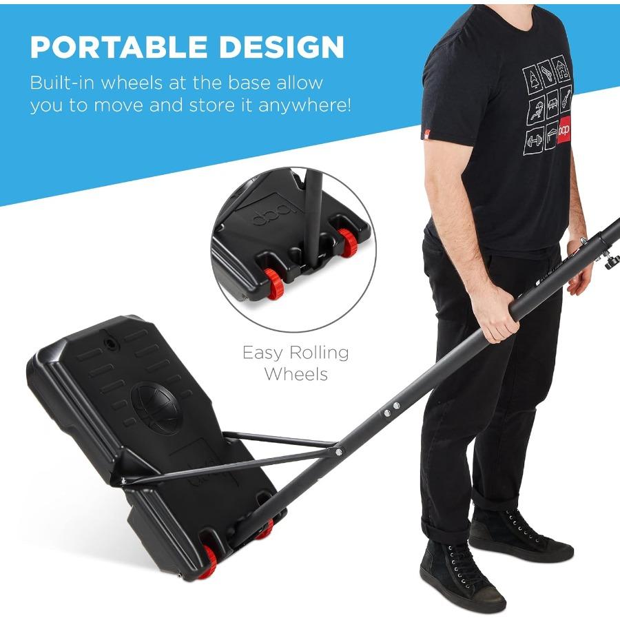 Portable HeightAdjustable Basketball Hoop System with Wheels and Fillable Base for Indoor Outdoor Use Adjustable from 70.5in To