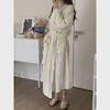Japanese-Inspired Long-Sleeve Kimono Nightdress: Women's V-Neck Lace Pajamas & Bathrobe