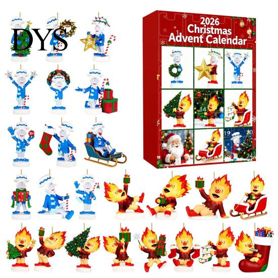 Surprise Gift Holders Christmas Advent Calendar 2026, 24-Day Countdown with 24 Festival Celebration Supplies Acrylic Pendants, Anime Themed