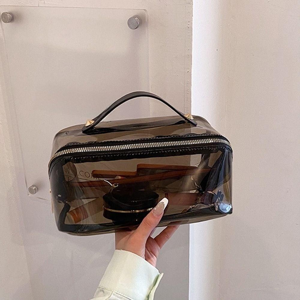 Large Capacity Transparent Makeup Bag Zipper Closure Women's Washbag  Beauty Organization