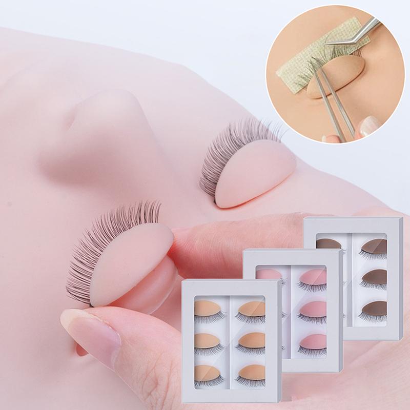 3Pairs/Set Replacement False Eyelash Extension Practice Head Model Silicone Removable Eyelids Tattoo Training Eyes Mannequin