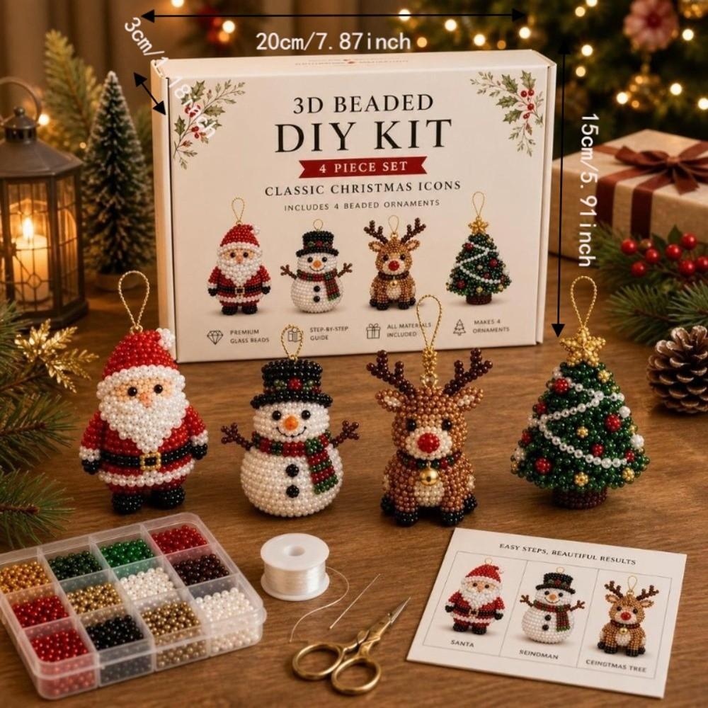Babbo Natale Natale Perla Arte Artigianato Kit Cane Gatto Creativo Fai da te Perline Artigianato Set Pinguino Pupazzo di Neve Alce Decorazione Natalizia