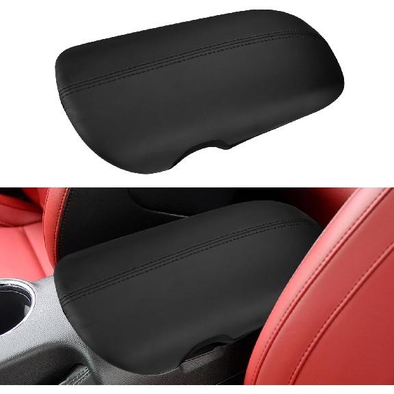 

INTGET Car Center Console Cover for Ford Mustang Accessories 2015-2024 2016 2017 2018 2019 2020 2021 2022 2023 Leather Armrest Arm Rest Box Lid