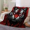 1pc Red and Black Tiger Blanket  Cute Cartoon Throw for Home Decor, Gift Idea, Living Room, Travel, Camping, Car Blankets