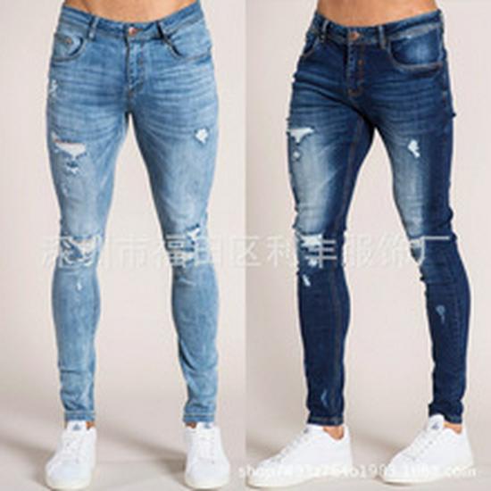 2021 Europäische Elastische Slim Fit Herren-Jeanshose - Schwarz