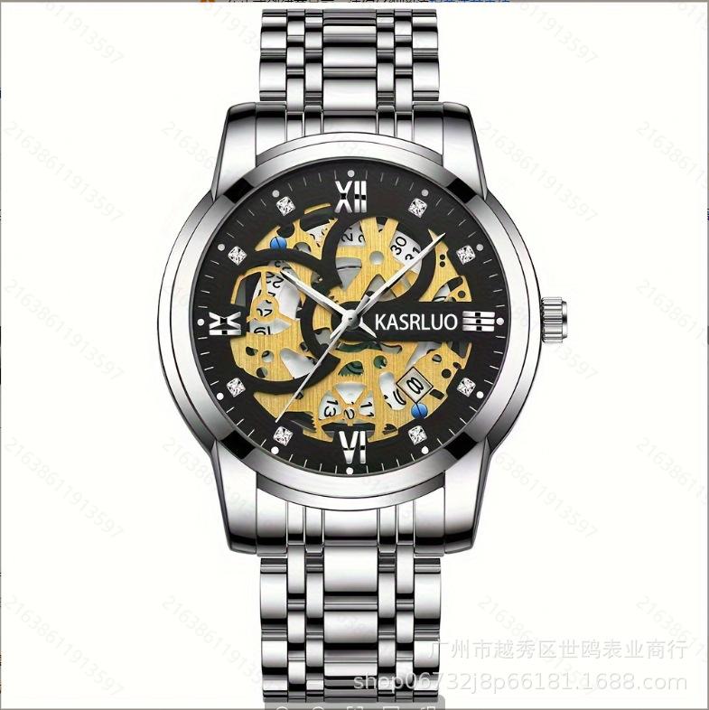 Casaro Automatic Men'S Watch Waterproof Calendar Luminous Tourbillon Trend Hollow Design Non-Mechanical