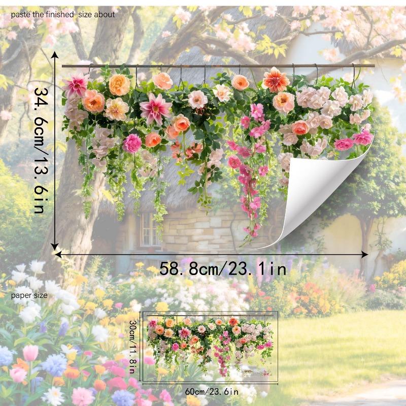 Dwustronna kolorowa naklejka ścienna z motylem i kwiatami, elektrostatyczna pasta do szyb okiennych, widoczna dekoracyjna naklejka ścienna