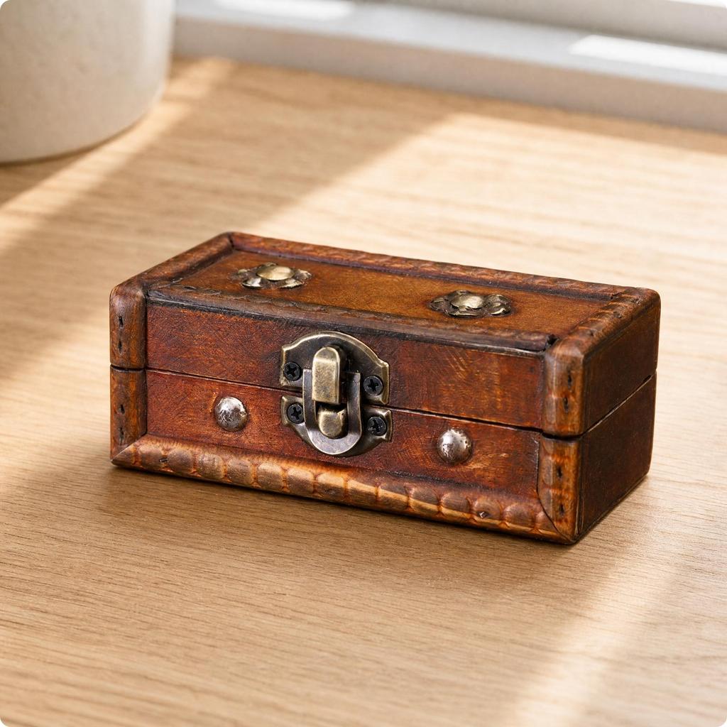 Vintage Distressed Wooden Storage Box with Metal Clasp Sturdy Decorative