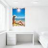 Sexy Woman In Bikini Beach Scene Vintage Tin Sign Rusty Border Metal Poster for Home Cafe Wall Decor, 8x12 Inch
