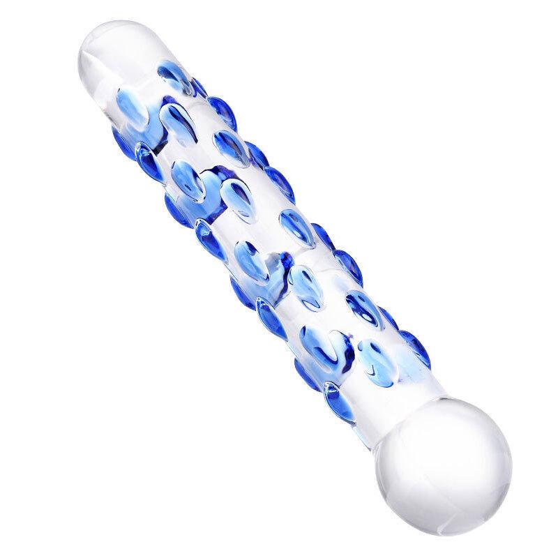 Männlich und weiblich mit Glaskristalldildo, hinterer Analplug, Stimulation durch beheiztes Masturbations-Alternativspielzeug