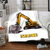 Custom Name excavator Theme Printed Blanket - Perfect for Couch, Bed, Travel & Outdoor Use | Machine Washable, Cozy & Durable.