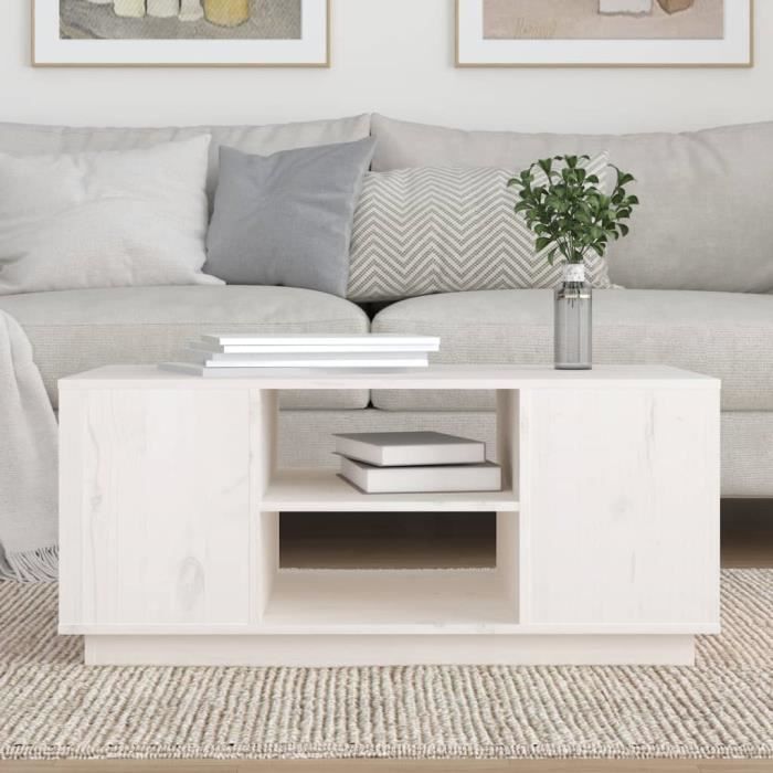 814400 vidaXL Coffee Table White 90x49x40.5 Cm Solid Pine Wood