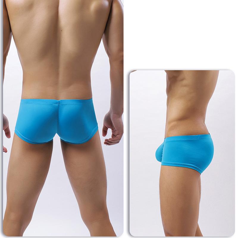 Herren Niedrig sitzende Eis Seide Boxershorts Sexy Einfarbige Dünne Unterhose Bequem Unsichtbar Enganliegende Unterwäsche