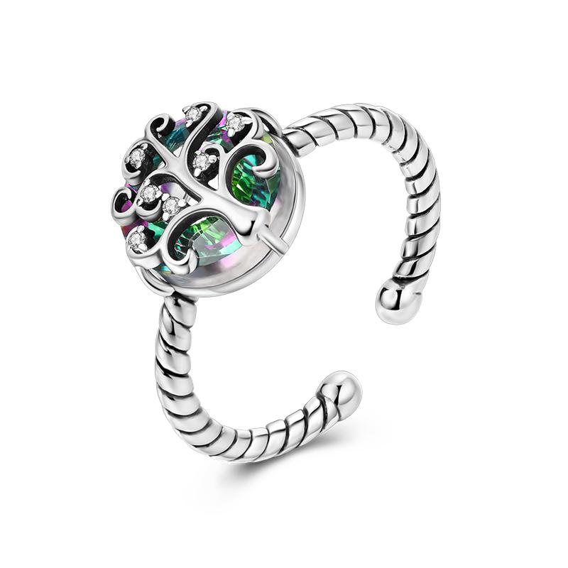 Fashion 925 Silver Color Rings Blue Zircon Butterfly Leaf Flower Irregularity Split Rings For Woman Fine Jewelry Gifts