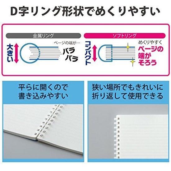 KOKUYO Notebook Soft Ring Business 70 Sheets Semi B5 Graph Paper Black S-SV407S5-D