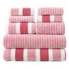8PCS Striped Towels Set Quick Dry Absorbent Bathroom Towels, 2x Bath Towels 2x Hand Towels 4x Washcloth, for Adults Home Spa