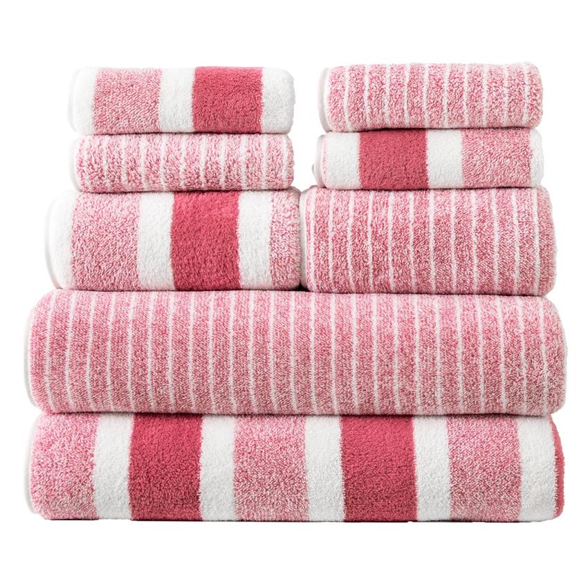 8PCS Striped Towels Set Quick Dry Absorbent Bathroom Towels, 2x Bath Towels 2x Hand Towels 4x Washcloth, for Adults Home Spa