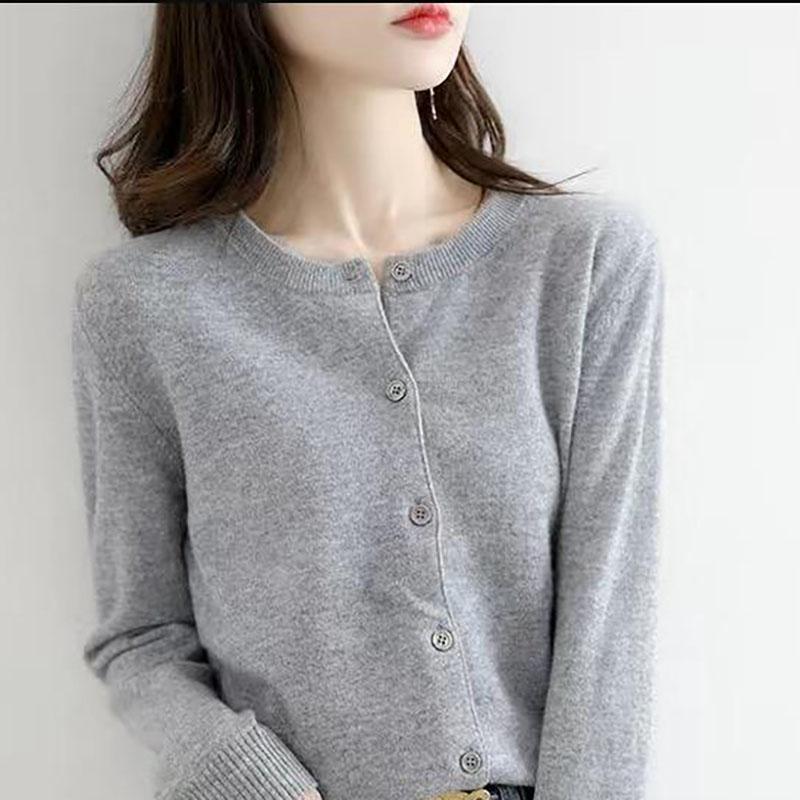 

Весна Осень Женские Длинные Рукава Топ Кардиганы Свитер O-образный вырез Вязаные Кашемировые Кардиганы Однотонные Однобортные Женские Свитера XXL серый