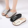 Summer Soft Leather Mother Sandals and Slippers, One-step Mid-heel, Outer Wear, Ladies Slippers, Thick-soled Slope-heeled Beach Slippers