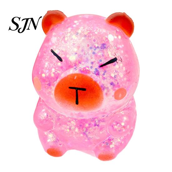 Soft TPR Stress Ball Glitter Cartoon Animal Sensory Fidget Toy for Adults Kids Cute Pig Duck Touch Turtle Squeeze Relief Easter Basket Stuffer Holiday