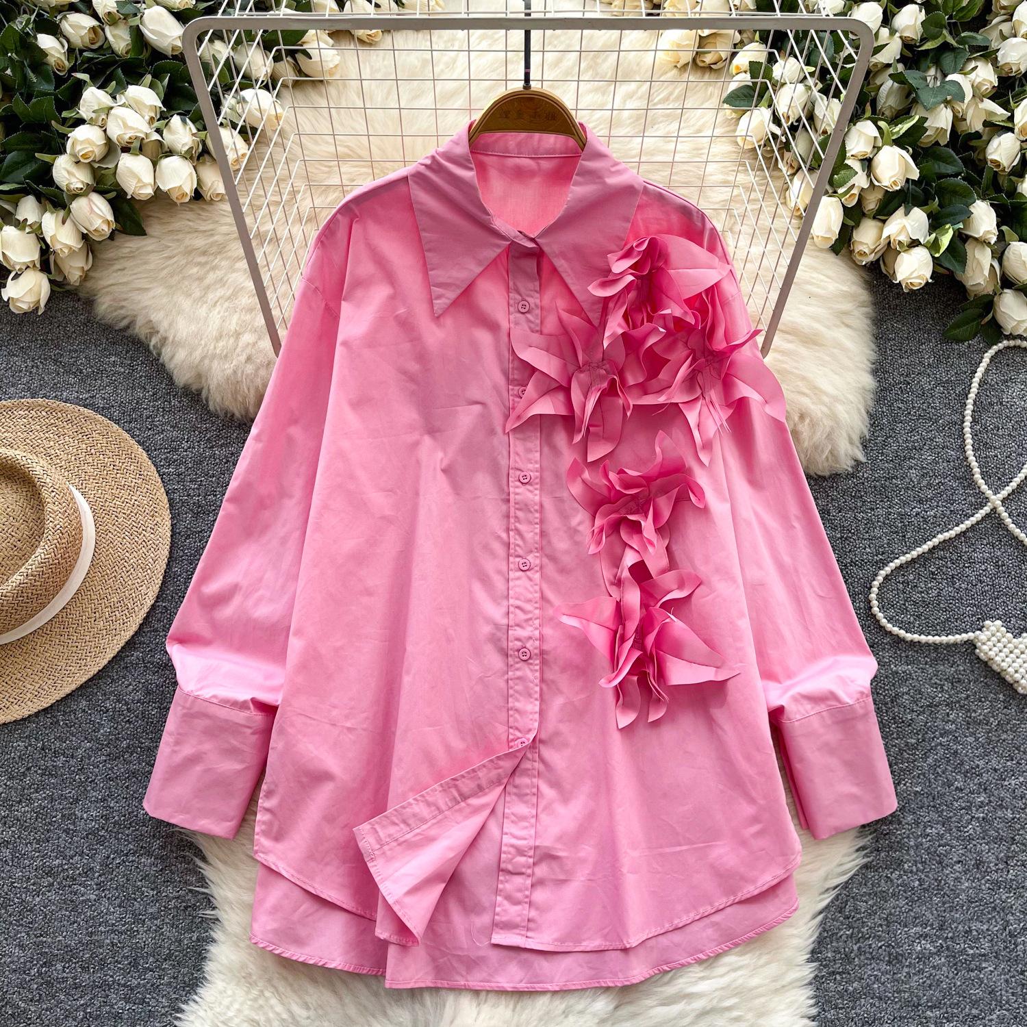 

Женская рубашка больших размеров Light Mature Wind High Grade Sense of Chic one size розовый