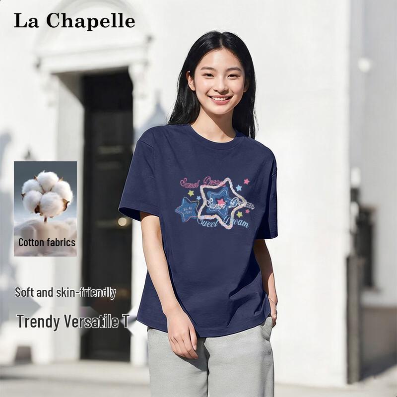 La Chapelle Women's Basic Loose Fit Cotton Short Sleeve T-Shirt