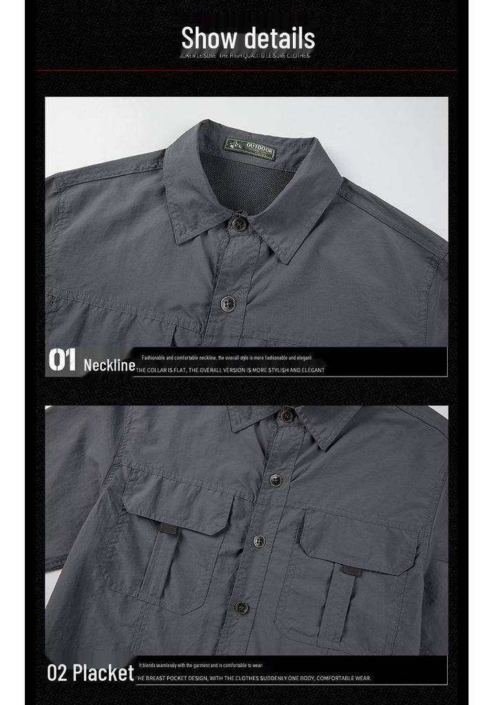 Quick-Dry Casual Long Sleeve Work Shirt - Solid Color, Lightweight Outdoor Top