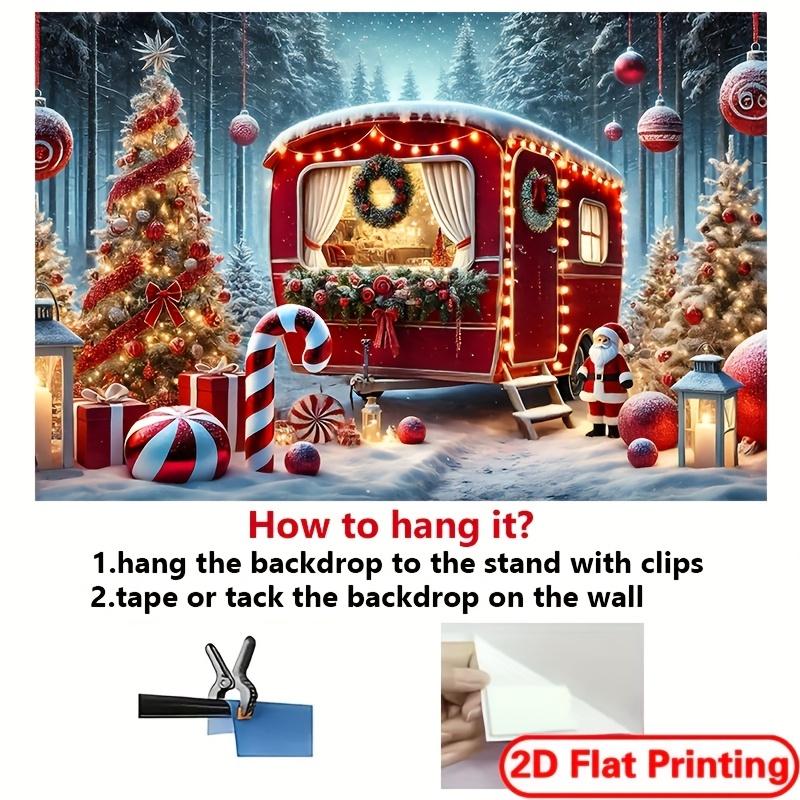 1pc Christmas Camping Car Polyester Backdrop Flag, Multipurpose Indoor/Outdoor Photography Backdrop, Universal Size