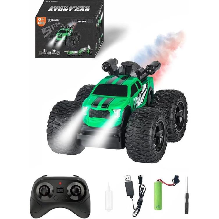 Monster Truck for Girls, Girls Remote Control Car Toys, Pink RC Trucks with Spray Function, 4WD 360° Flips Rotating Car Toys for Girls, Ideal