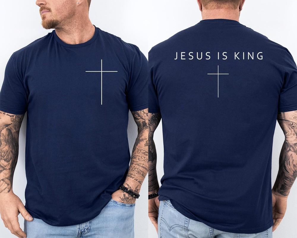 Jesus Is King Cross Christian Minimalist Religious Christ Faith GOD 2 Sided Tee Unisex T-Shirt XXL