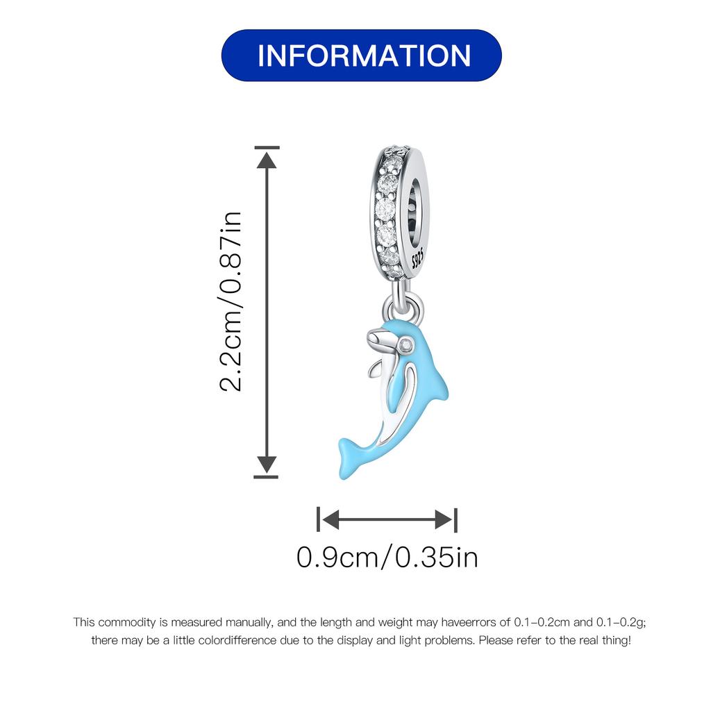 Beads Copper Charms Original Drop Glue Dolphin Pendant Beads Fit Bracelet Jewelry Diy Women Fine Gift Accessory