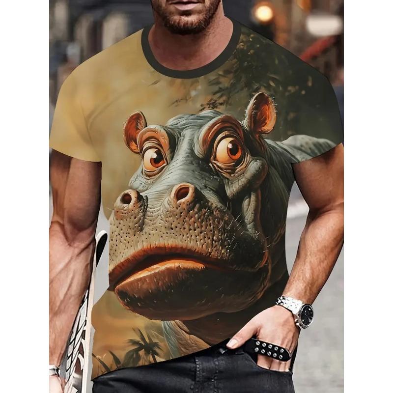 3D Printed Fashionable and Fun Animal Pattern T-shirts Hip Hop Casual Short Sleeved Men's T-shirts