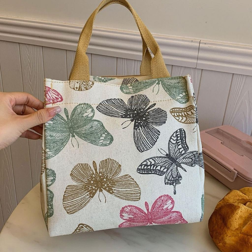Cartoon Printed Fashion Canvas Handbag To Work with Rice Lunch Bag Lunch Box Bag Go Out with Baby Handbag