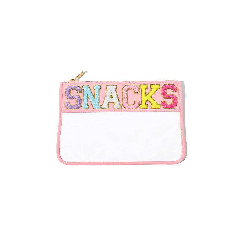 Embroidered PVC Transparent Travel Set: Cosmetics, Toiletries, Towel, File Storage Bag