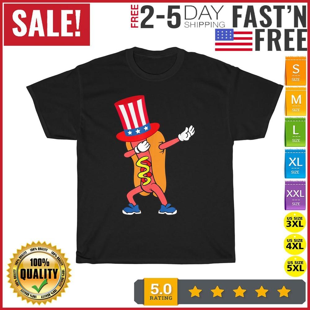 

Funny Dabbing Hot Dog Day Gift For Hot Dogs Lovers American T Shirt Men Women 2XL