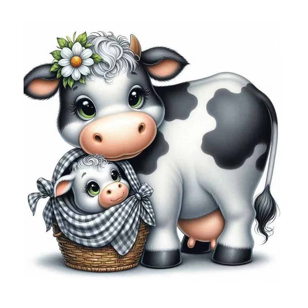 

QT2196#15cm Cute Cow And Calf Decals, Waterproof Vinyl Stickers for Car, Laptop, Wall and Glass Surface 15cm-longest side