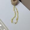 Baroque Pearl & Natural Citrine Necklace – Mori Style Irregular Stone Pendant Collarbone Chain for Women