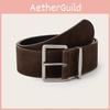 Simple Solid Color Suede Square Buckle Decoration Women Casual Belt