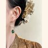 Original Chinese Style Lotus Leaf Tassel Glass Earrings – Retro Artistic, Elegant, Cool Green Design
