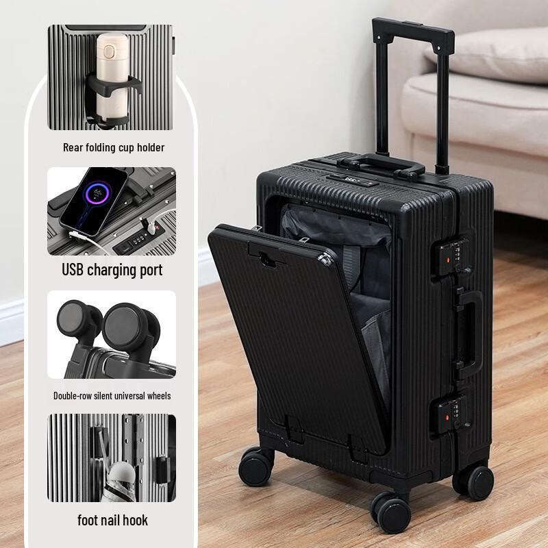 Li Shen ABS Smart Luggage with USB Port and Cup Holder