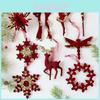 Christmas Deer Hanging Ornament With Velvet Embellishments For Holiday Decor