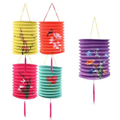 10pcs Portable Chinese Lanterns Organ Design Colored Hanging Festival Lantern Party Supplies (Mixed Patterns)