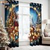 Set Of 2 Merry Christmas Santa Claus Gift Print Curtain Multiple Size Living Room Insulation Decoration Curtains Light Blocking Made Polyester Machine