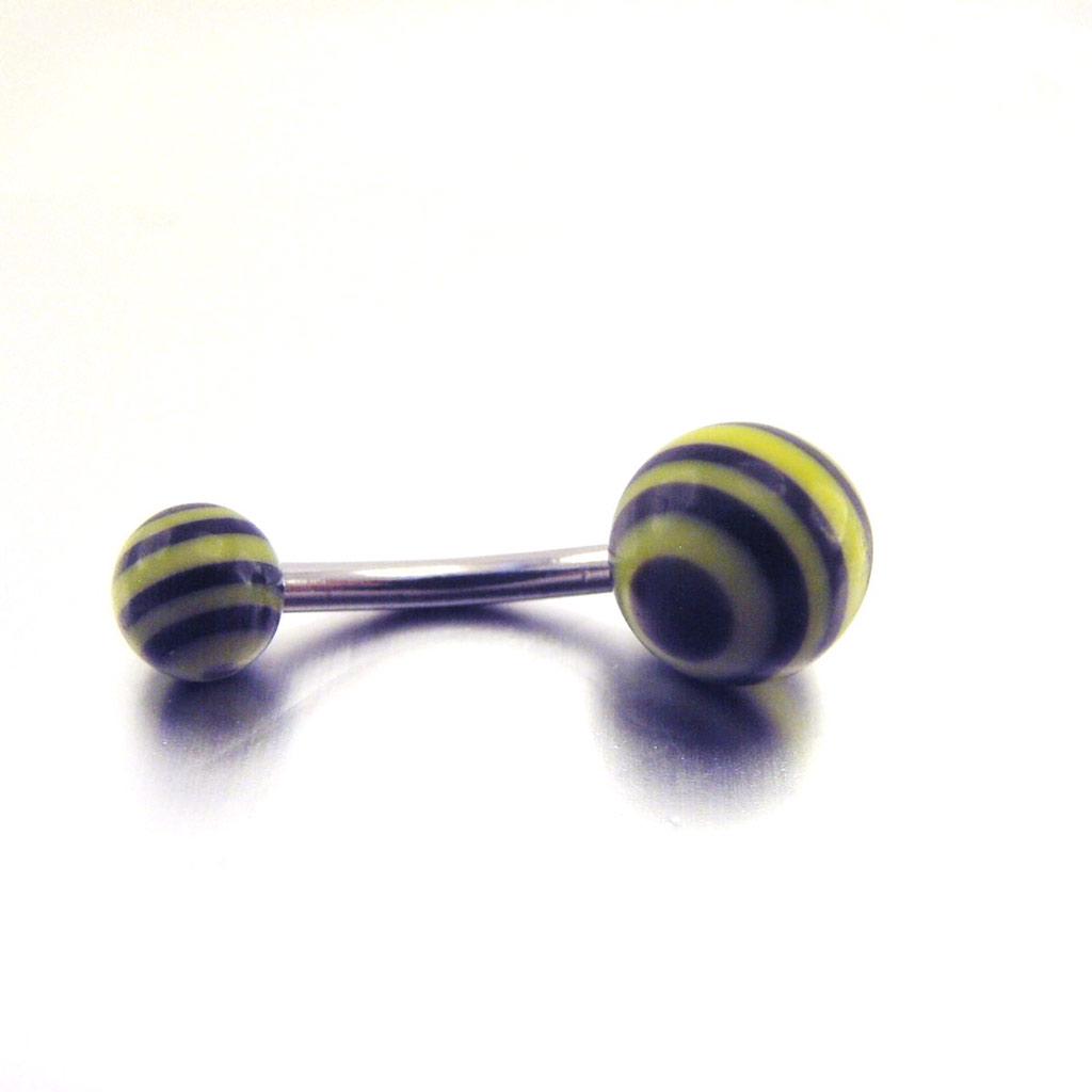Les Trésors De Lily [E6757] - Body Piercing Boule 'Tecno' Jaune Noir